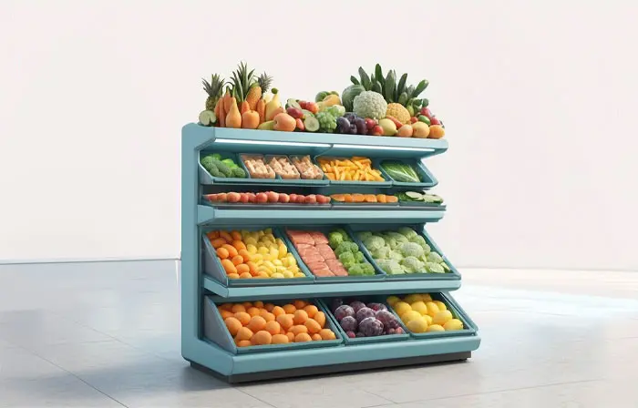 Vegetable Section of the Supermarket 3D Model Illustration
